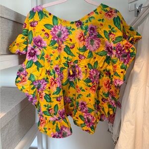 Floral Yellow and Purple Women's Top